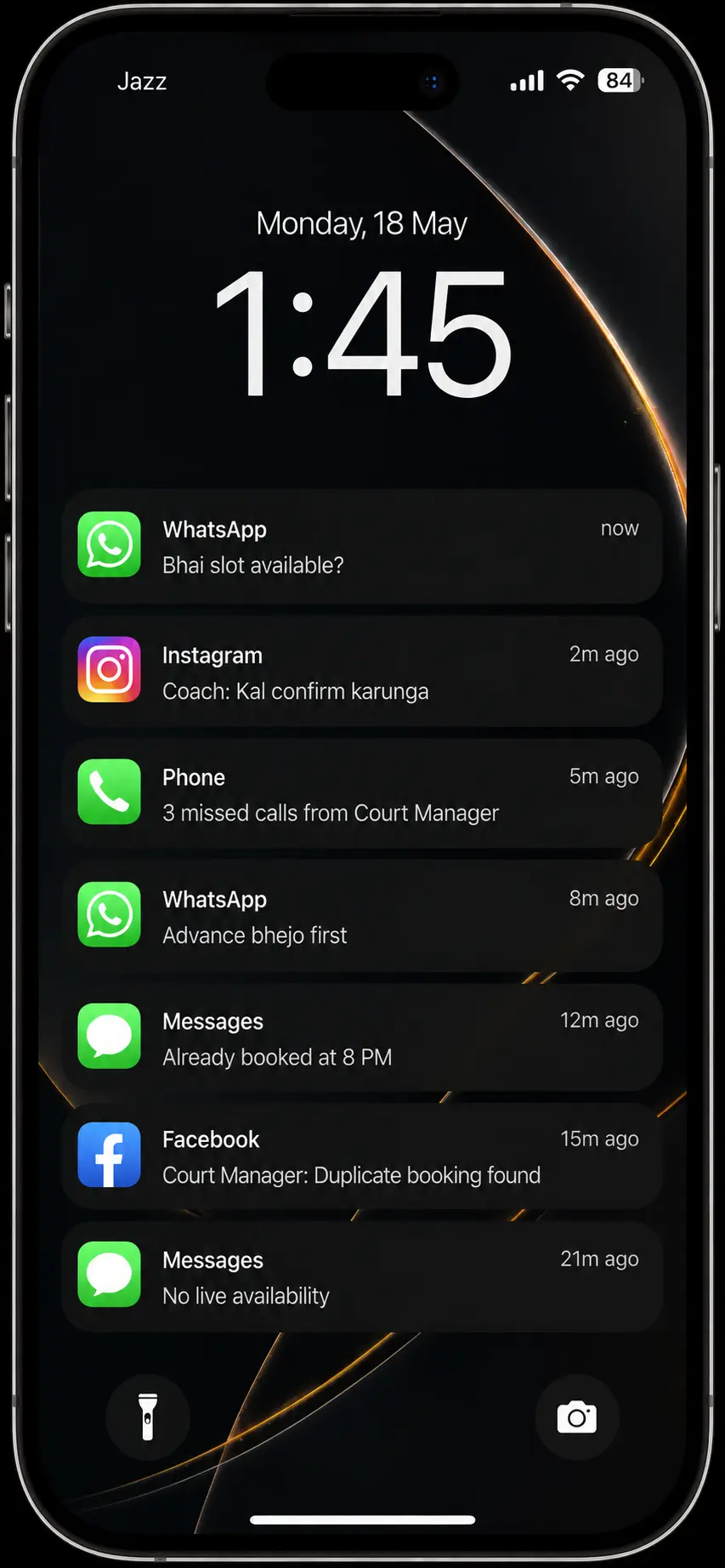 Notifications app screen